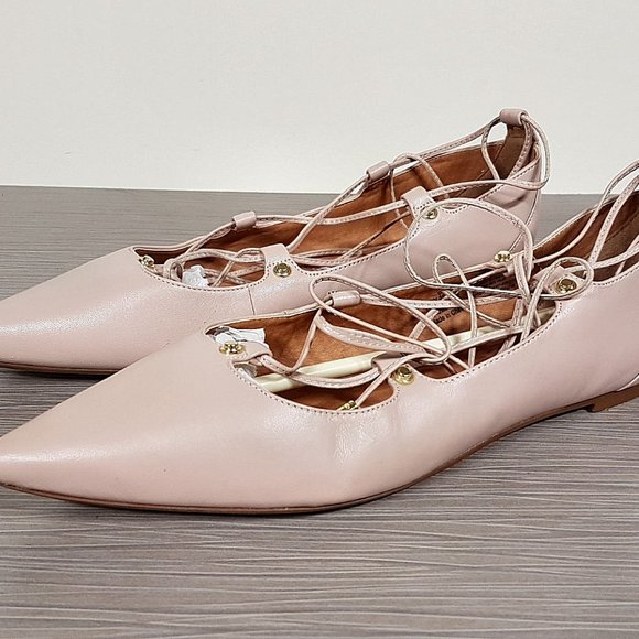 Halogen 'Owen' Pointy Toe Ghillie Flat Blush Leather Womens Size 9.5 M - Picture 3 of 10